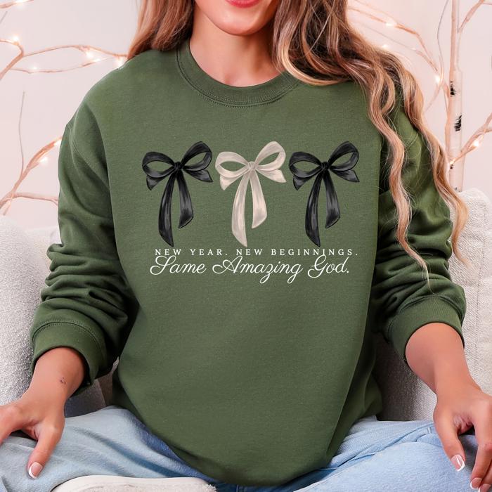 New Year, New Beginnings, Same Loving God, Gospel, Faith, Christian Seasonal Sweatshirt
