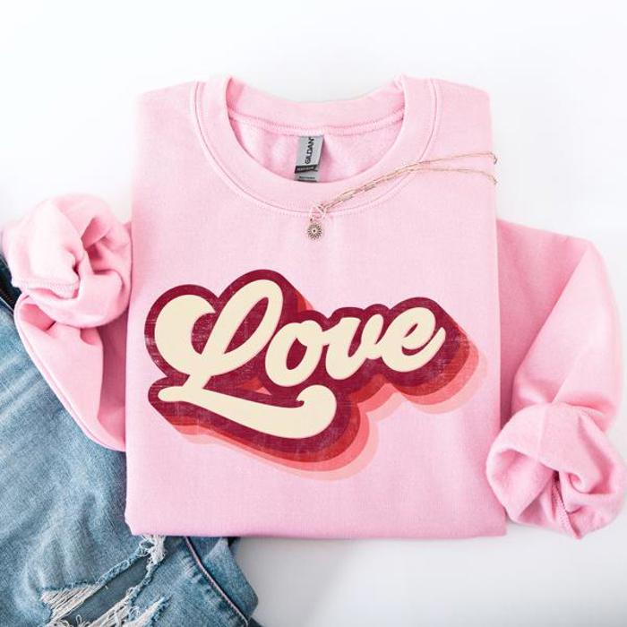 Retro Love Vintage Valentine's Day Spirit Gospel Inspired Faith Forward Cozy Comfort Sweatshirt