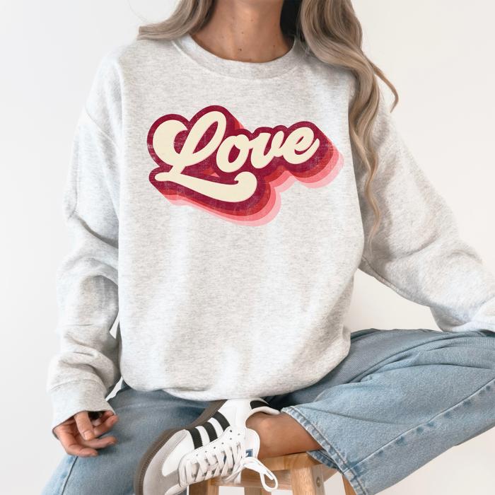 Retro Love Vintage Valentine's Day Spirit Gospel Inspired Faith Forward Cozy Comfort Sweatshirt