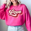 XXL Heliconia Bright Pink Retro Love Vintage Valentine's Day Spirit Gospel Inspired Faith Forward Cozy Comfort Sweatshirt