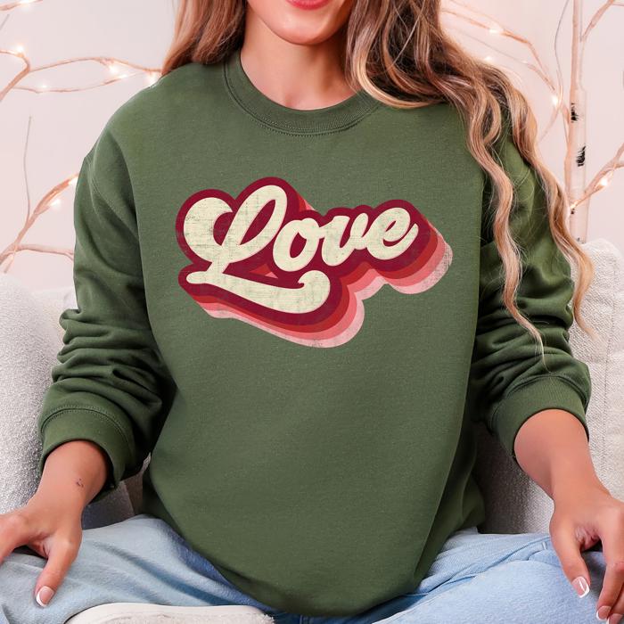 Retro Love Vintage Valentine's Day Spirit Gospel Inspired Faith Forward Cozy Comfort Sweatshirt