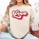 Large Sand Retro Love Vintage Valentine's Day Spirit Gospel Inspired Faith Forward Cozy Comfort Sweatshirt