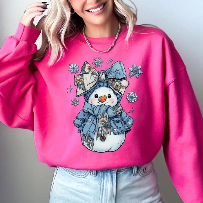 Snow Woman Freezing Season Gospel Inspired Faith Forward Cozy Plush Fleece Sweatshirt