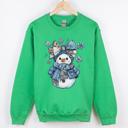 Small Irish Bright Green Snow Woman Freezing Season Gospel Inspired Faith Forward Cozy Plush Fleece Sweatshirt