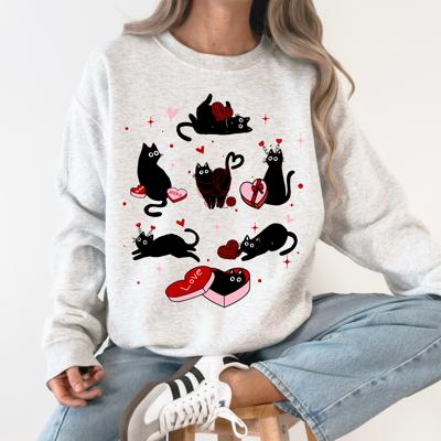Valentine's Day Kitties Cat Lover Love Premium Cozy Feline Hearts Winter Sweatshirt