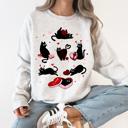 Large Ash Light Gray Valentine's Day Kitties Cat Lover Love Premium Cozy Feline Hearts Winter Sweatshirt