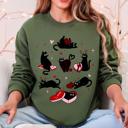 Large Military Green Valentine's Day Kitties Cat Lover Love Premium Cozy Feline Hearts Winter Sweatshirt