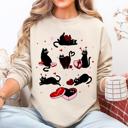 XL Sand Valentine's Day Kitties Cat Lover Love Premium Cozy Feline Hearts Winter Sweatshirt
