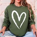 XL Military Green Valentine's Heart 2026 Vintage Design Love Cozy Plush Fleece Warmth Essential Sweatshirt