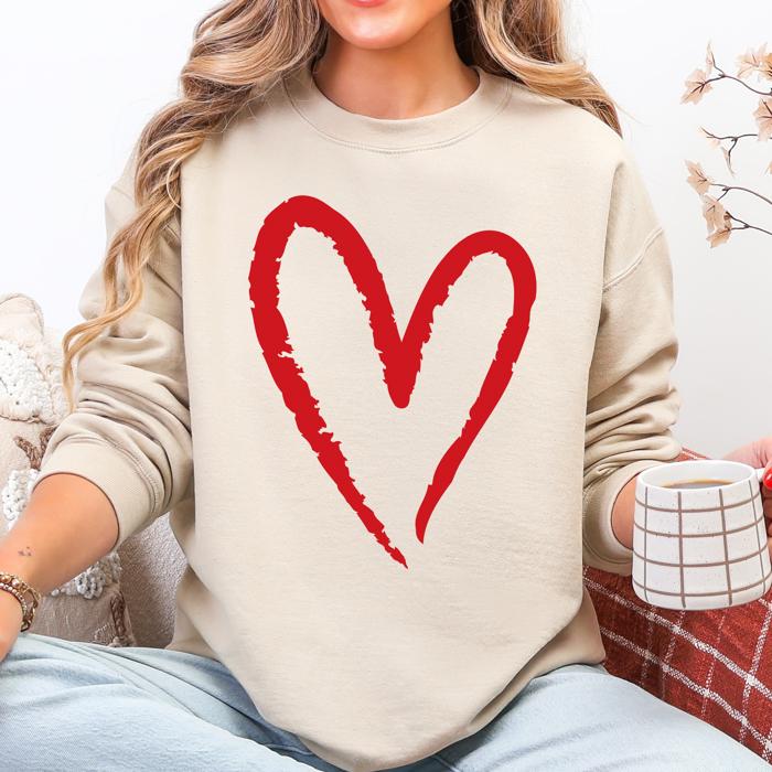 Valentine's Heart 2026 Vintage Design Love Cozy Plush Fleece Warmth Essential Sweatshirt