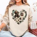  Western Heart Cowhide Print Valentine’s Day Love Teddy Bear Faux Yarn Cozy Sweatshirt