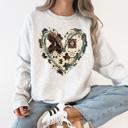  Western Heart Cowhide Print Valentine’s Day Love Teddy Bear Faux Yarn Cozy Sweatshirt