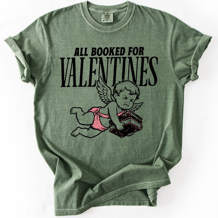 All Booked For Valentine's Day Reading Cupid BookTok Love Graphic Comfort Colors Tee