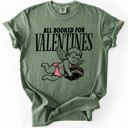 Small Moss Dark Green All Booked For Valentine's Day Reading Cupid BookTok Love Graphic Comfort Colors Tee