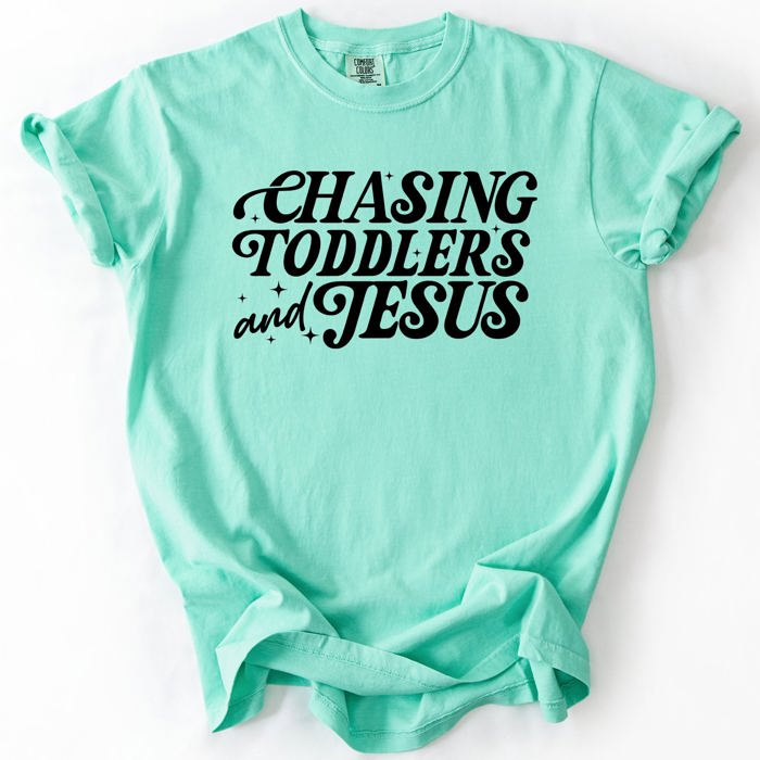 Chasing Toddlers and Jesus Faith-Filled Mom On the Go Everyday Grace Comfort Colors Tee