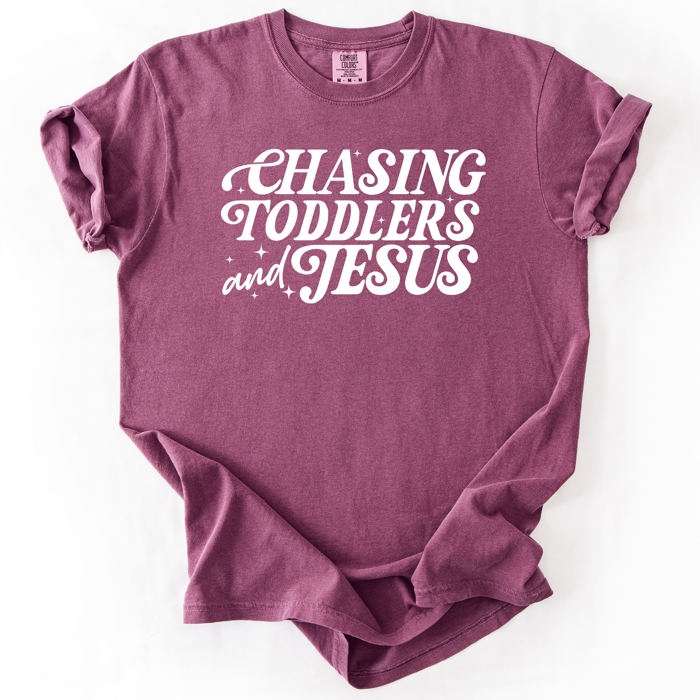 Chasing Toddlers and Jesus Faith-Filled Mom On the Go Everyday Grace Comfort Colors Tee