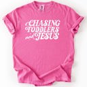 Medium Crunchberry Pink Chasing Toddlers and Jesus Faith-Filled Mom On the Go Everyday Grace Comfort Colors Tee