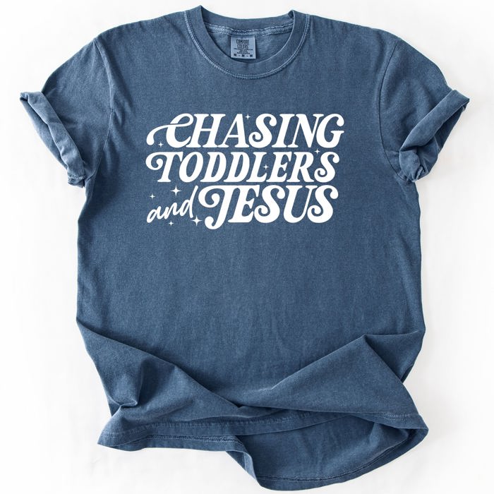 Chasing Toddlers and Jesus Faith-Filled Mom On the Go Everyday Grace Comfort Colors Tee