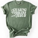 Medium Moss Dark Green Chasing Toddlers and Jesus Faith-Filled Mom On the Go Everyday Grace Comfort Colors Tee