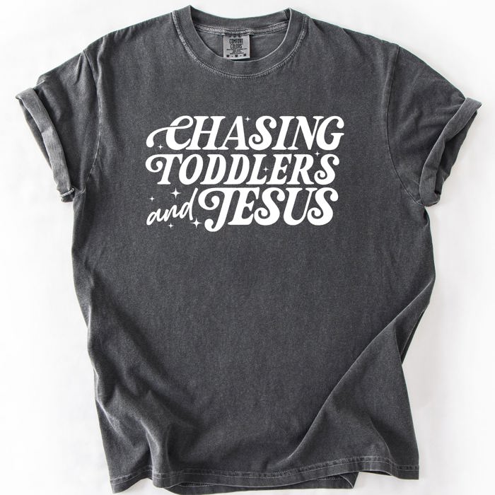 Chasing Toddlers and Jesus Faith-Filled Mom On the Go Everyday Grace Comfort Colors Tee