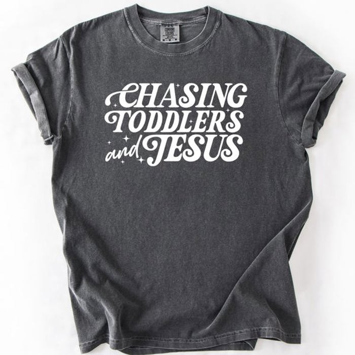 Chasing Toddlers and Jesus Faith-Filled Mom On the Go Everyday Grace Comfort Colors Tee