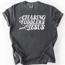 XL Pepper Dark Gray Chasing Toddlers and Jesus Faith-Filled Mom On the Go Everyday Grace Comfort Colors Tee