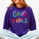 Small Purple Good Vibes, Positivity, Mental Health For Busy Moms Embracing Faith, Family, And Personal Growth Sweatshirt