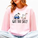 Small Light Pink Got Too Silly, Funny Goose Watercolor Charm For Moms Family Love Everyday Wellness Sweatshirt
