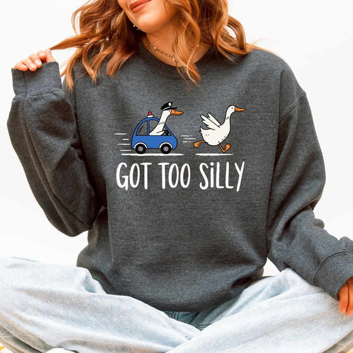 Got Too Silly, Funny Goose Watercolor Charm For Moms Family Love Everyday Wellness Sweatshirt