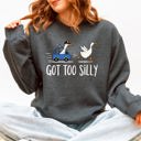 XL Dark Gray Heather Got Too Silly, Funny Goose Watercolor Charm For Moms Family Love Everyday Wellness Sweatshirt