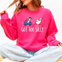 Small Heliconia Bright Pink Got Too Silly, Funny Goose Watercolor Charm For Moms Family Love Everyday Wellness Sweatshirt