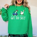 XXL Irish Bright Green Got Too Silly, Funny Goose Watercolor Charm For Moms Family Love Everyday Wellness Sweatshirt