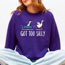 XL Purple Got Too Silly, Funny Goose Watercolor Charm For Moms Family Love Everyday Wellness Sweatshirt