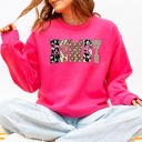 Large Heliconia Bright Pink Howdy, Cowboy Print Desert Cow Cactus Western Country Sagebrush Sunset Western Heritage Lifestyle Sweatshirt