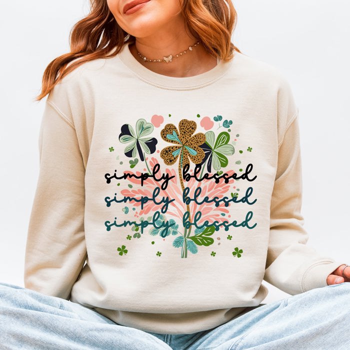 Not Lucky, Simply Blessed Christian Faith Based Gospel For Believers Graphic Sweatshirt