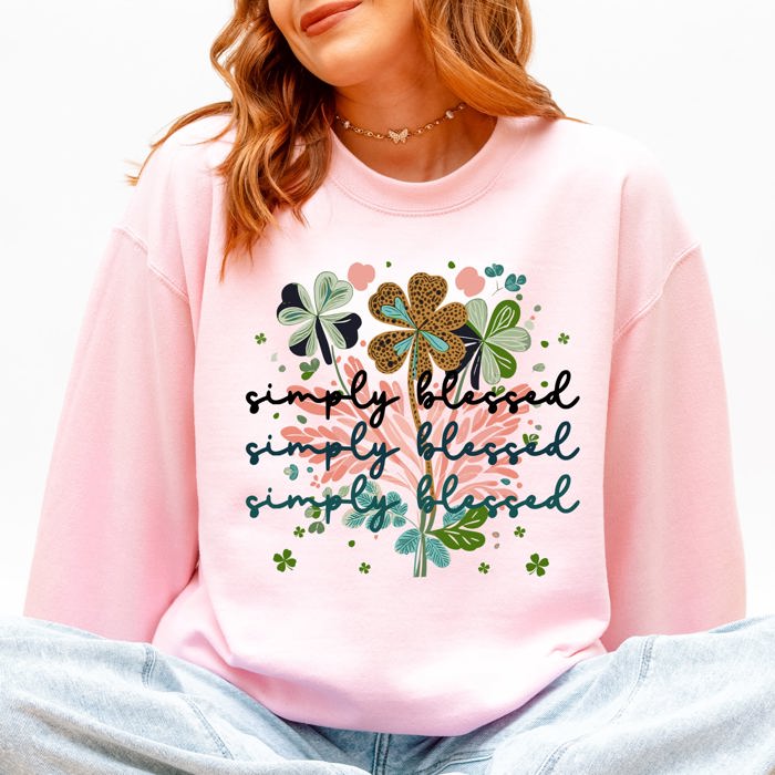 Not Lucky, Simply Blessed Christian Faith Based Gospel For Believers Graphic Sweatshirt