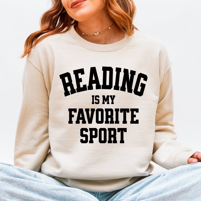 Reading Is My Favorite Sport Watercolor Leopard Heart Library Cozy Fleece Sweatshirt