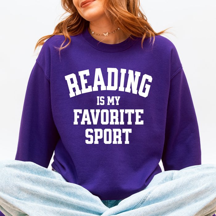 Reading Is My Favorite Sport Watercolor Leopard Heart Library Cozy Fleece Sweatshirt
