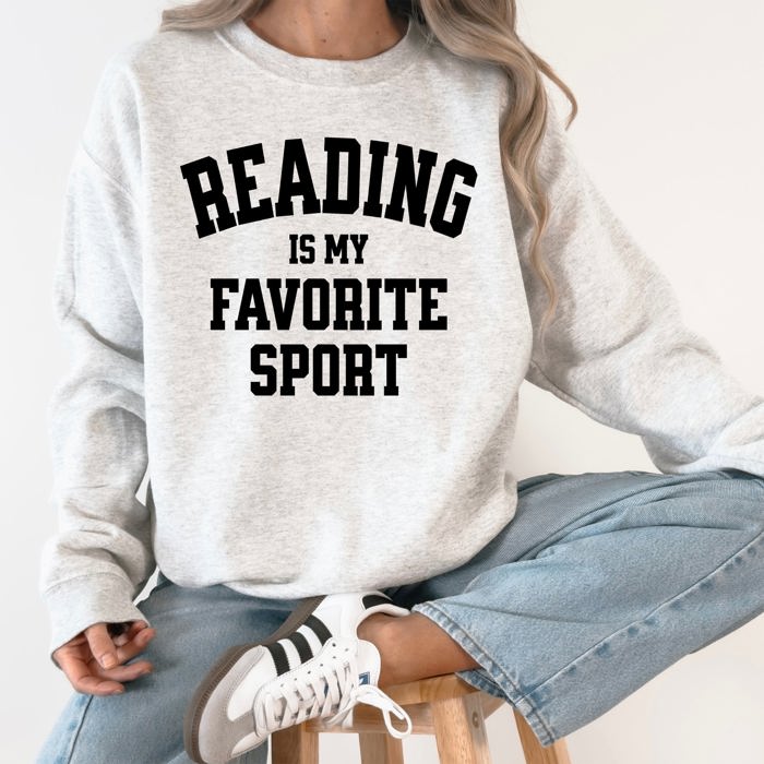 Reading Is My Favorite Sport Watercolor Leopard Heart Library Cozy Fleece Sweatshirt