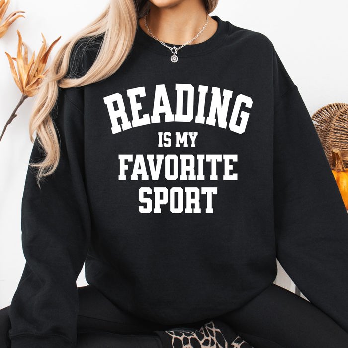 Reading Is My Favorite Sport Watercolor Leopard Heart Library Cozy Fleece Sweatshirt