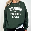 XXL Forest Dark Green Reading Is My Favorite Sport Watercolor Leopard Heart Library Cozy Fleece Sweatshirt
