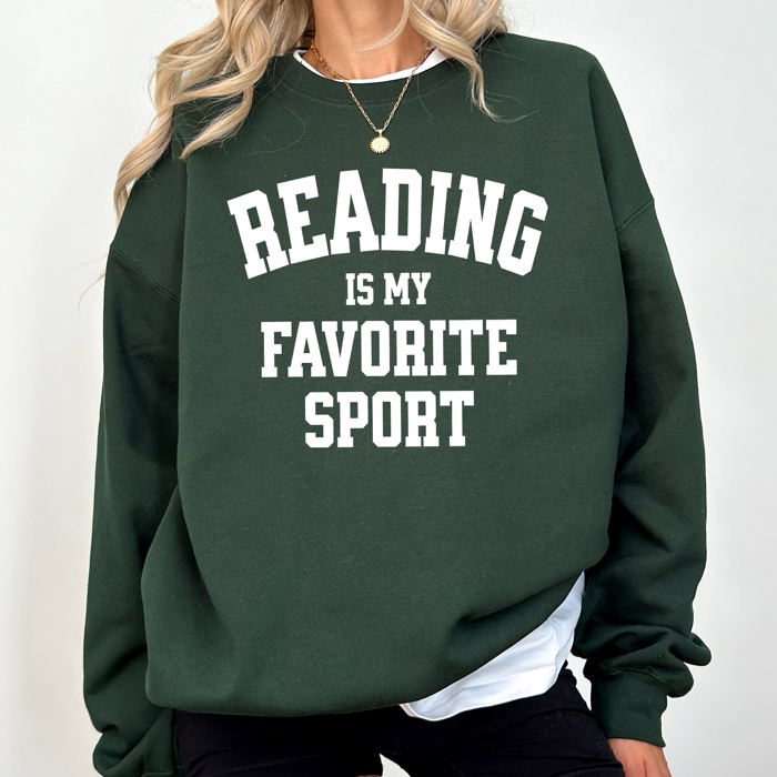 Reading Is My Favorite Sport Watercolor Leopard Heart Library Cozy Fleece Sweatshirt