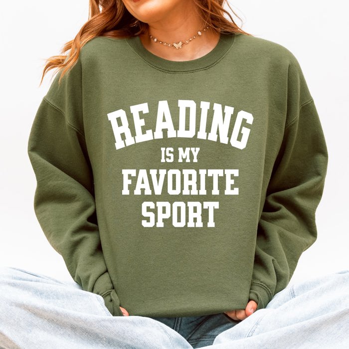 Reading Is My Favorite Sport Watercolor Leopard Heart Library Cozy Fleece Sweatshirt
