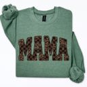  Mama Checkered Leopard Print Vintage Varsity Cozy Graphic Style Statement Sweatshirt