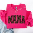 Large Heliconia Bright Pink Mama Checkered Leopard Print Vintage Varsity Cozy Graphic Style Statement Sweatshirt