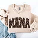 Medium Sand Mama Checkered Leopard Print Vintage Varsity Cozy Graphic Style Statement Sweatshirt