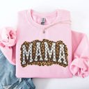  Mama Leopard Print Checkered Cut Out Vintage-Inspired Cozy Fleece Reversible-Style Sweatshirt