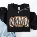 XXXL Black Mama Leopard Print Checkered Cut Out Vintage-Inspired Cozy Fleece Reversible-Style Sweatshirt