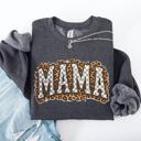XXL Dark Gray Heather Mama Leopard Print Checkered Cut Out Vintage-Inspired Cozy Fleece Reversible-Style Sweatshirt