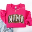 XXL Heliconia Bright Pink Mama Leopard Print Checkered Cut Out Vintage-Inspired Cozy Fleece Reversible-Style Sweatshirt